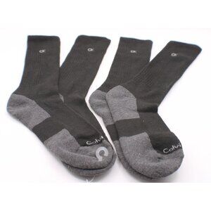 Calvin Klein CK Mens Black Gray Crew Socks Set 2 Pairs Cotton Blend Shoe Sz 6-12